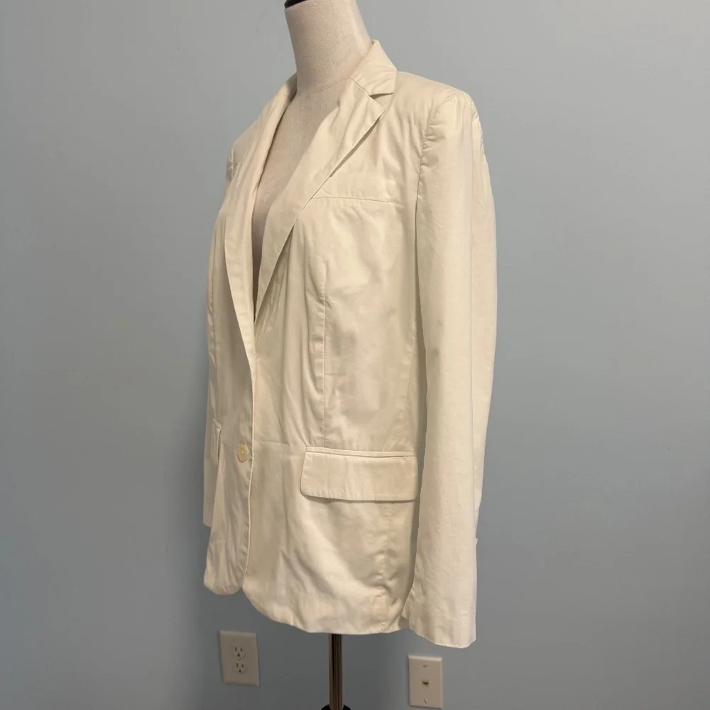 Michael Michael Kors Women’s White Lined‎ Blazer Size 8 Cotton Blend